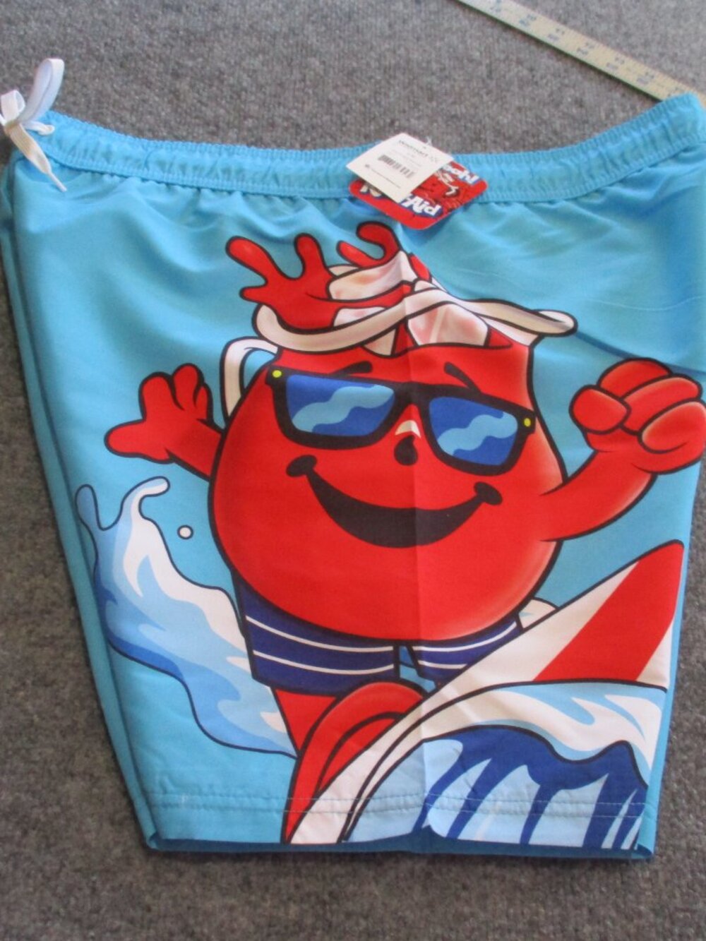 Kool -Aid Men's Swim Short Blue Size Large elastic waist polyester drawstring